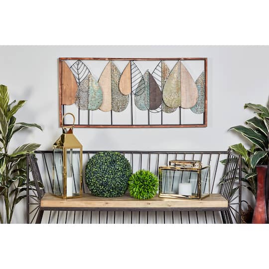 47" Brown Modern Leaves Wall Décor